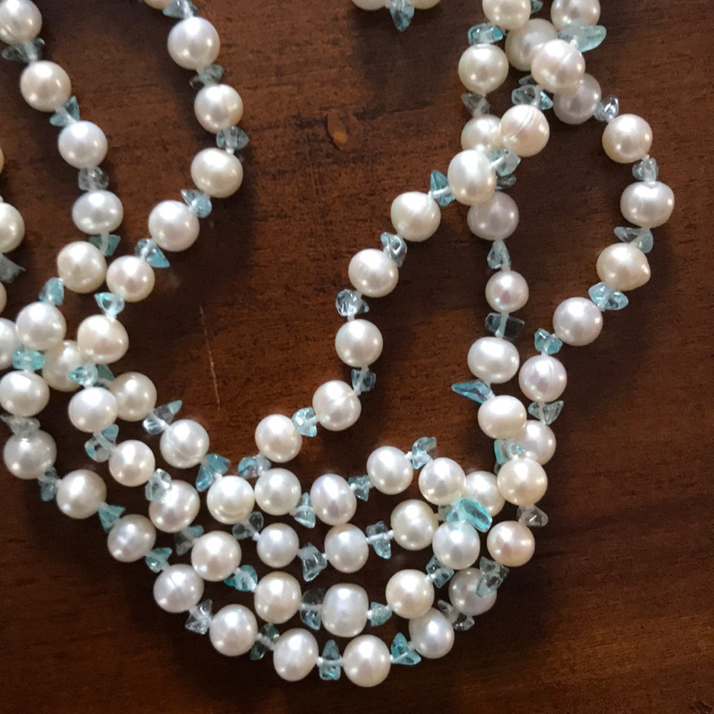 Freshwater Pearls and Blue Topaz Strand